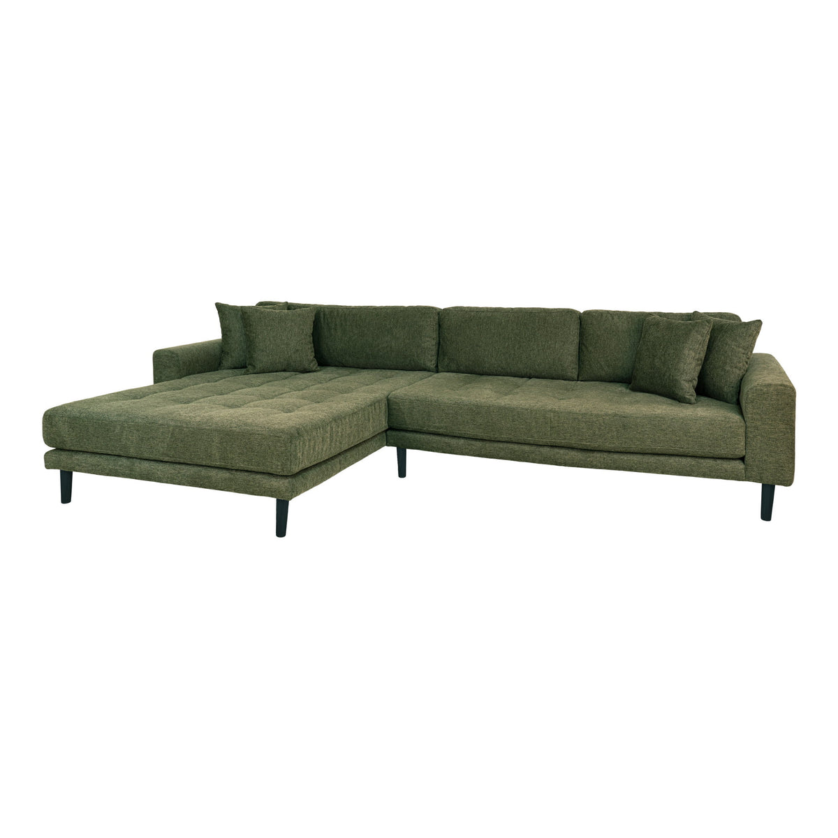 Ugo Sofa mit Récamiere links – Olivgrün, Beine Schwarz – Ansicht 2