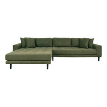 Ugo Sofa mit Récamiere links – Olivgrün, Beine Schwarz von Luiva Living