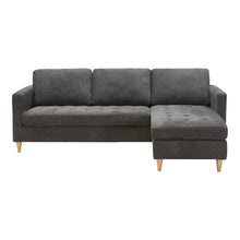 Neo Sofa mit Récamiere – Dunkelgrau, Beine Natur von Luiva Living
