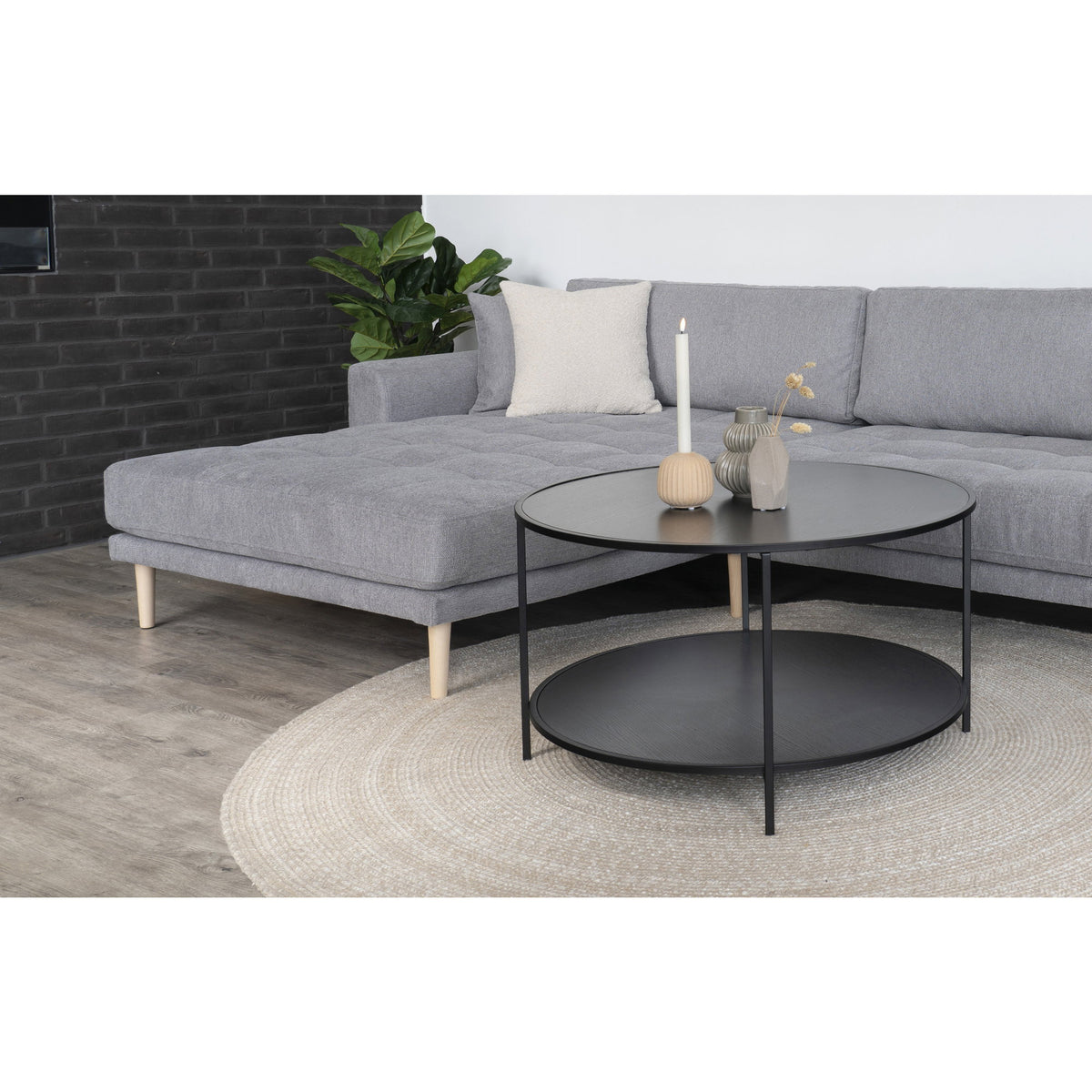 Ugo Sofa mit Récamiere links – Hellgrau, Beine Natur – Ansicht 5