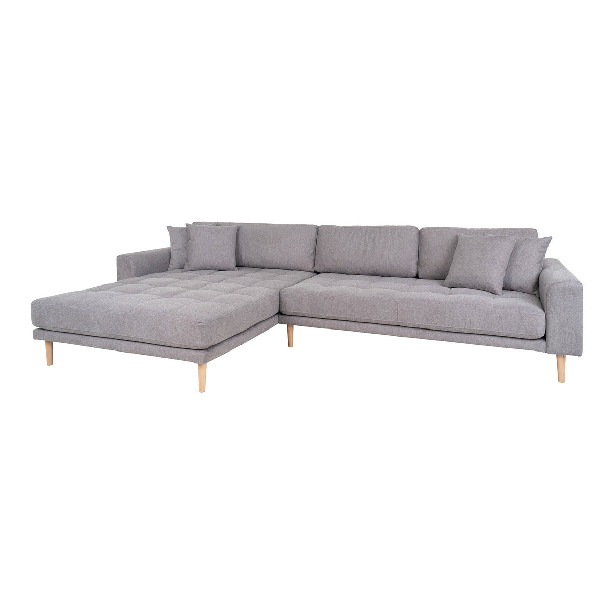 Ugo Sofa mit Récamiere links – Hellgrau, Beine Natur – Ansicht 2