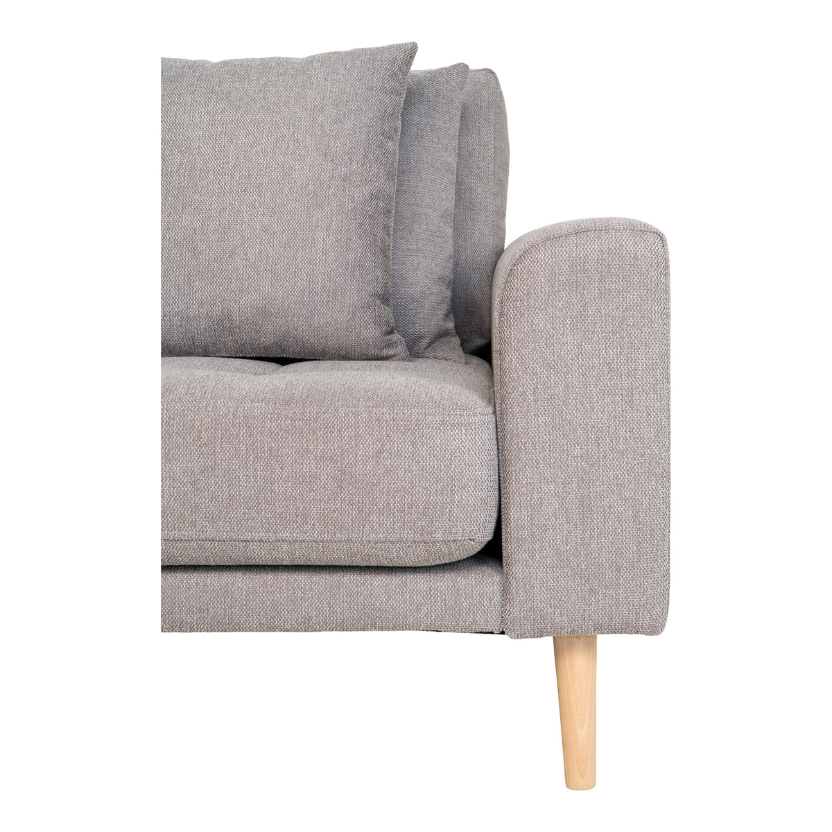 Ugo Sofa mit Récamiere links – Hellgrau, Beine Natur – Ansicht 3