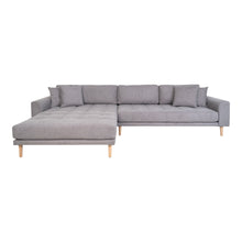 Ugo Sofa mit Récamiere links – Hellgrau, Beine Natur von Luiva Living