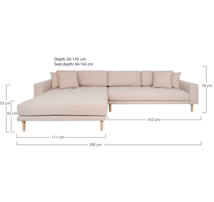 Maßskizze Ugo Sofa mit Récamiere