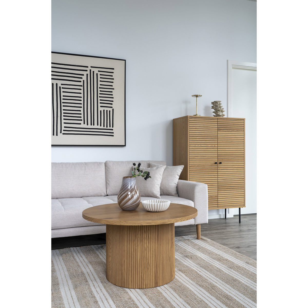 Ugo Sofa mit Récamiere links – Sand, Beine Natur – Ansicht 6