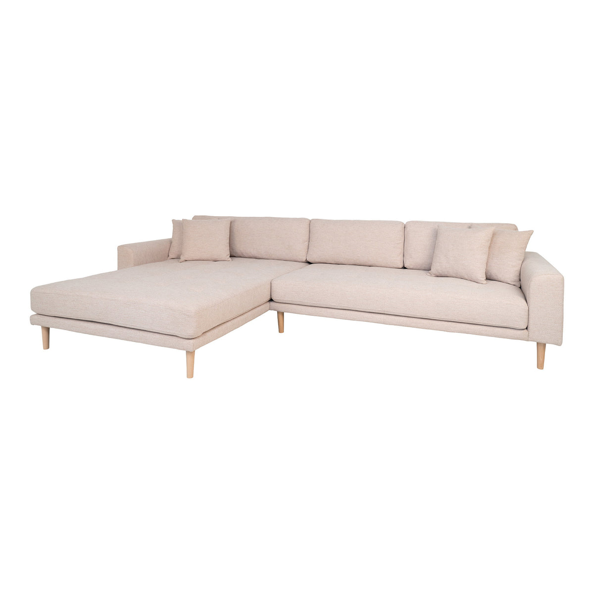 Ugo Sofa mit Récamiere links – Sand, Beine Natur – Ansicht 2