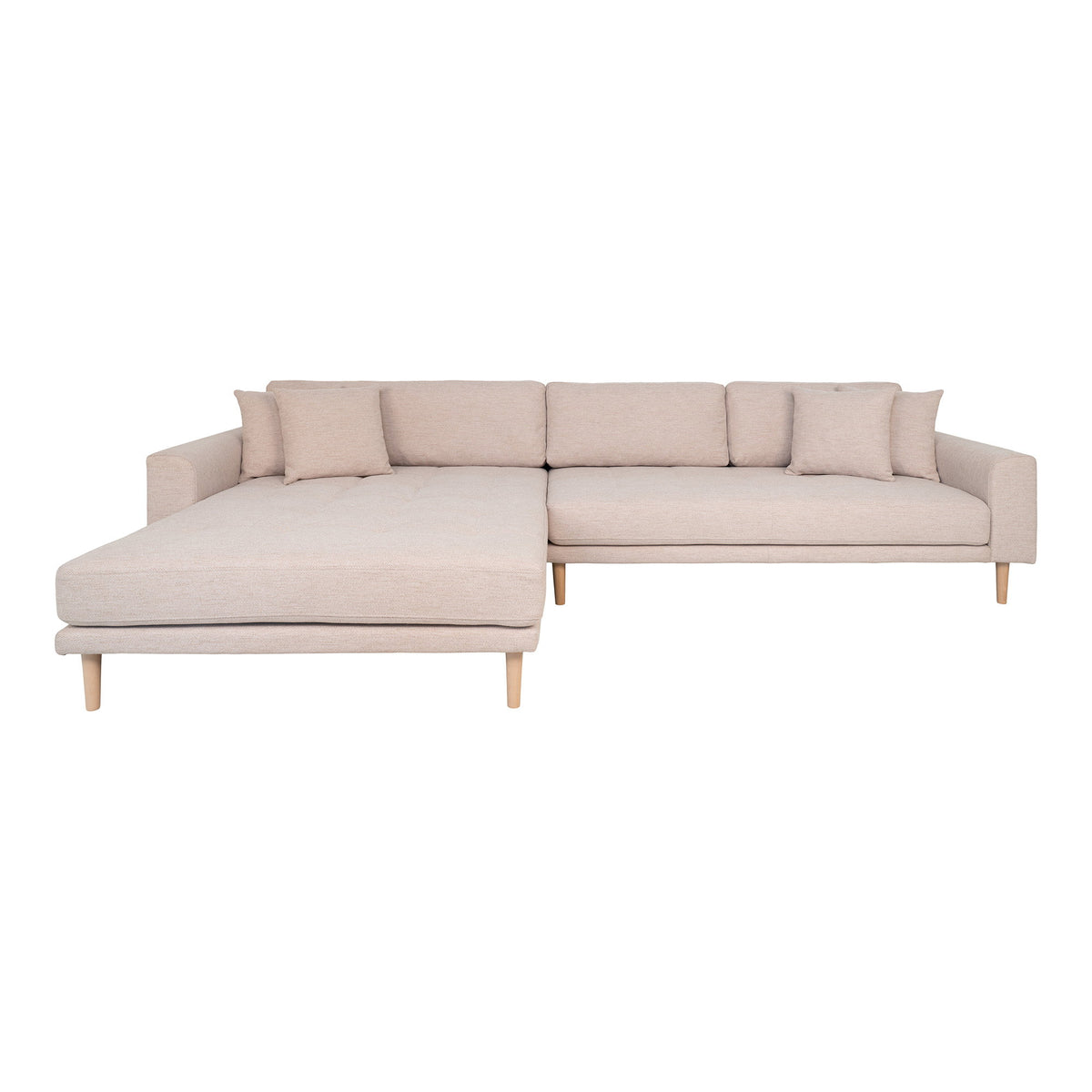 Ugo Sofa mit Récamiere links – Sand, Beine Natur von Luiva Living