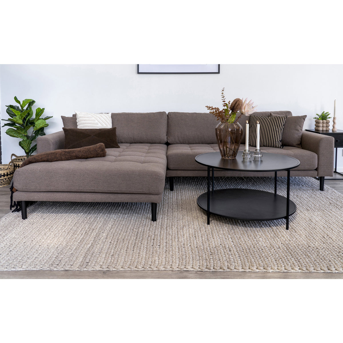 Ugo Sofa mit Récamiere links – Braun, Beine Schwarz – Ansicht 6