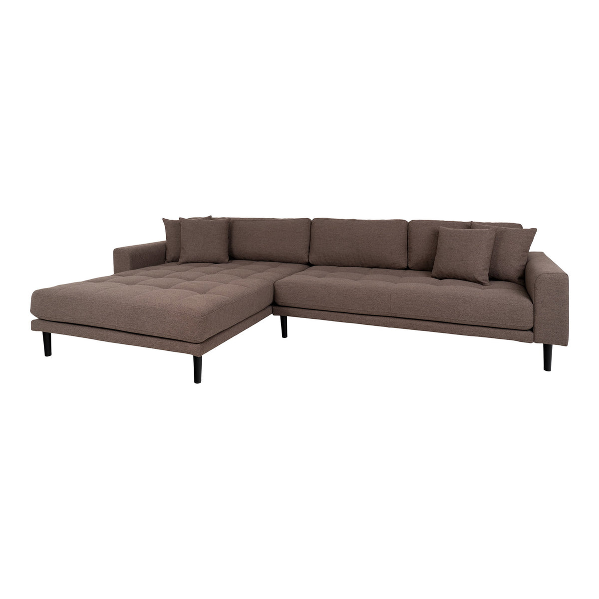 Ugo Sofa mit Récamiere links – Braun, Beine Schwarz – Ansicht 2
