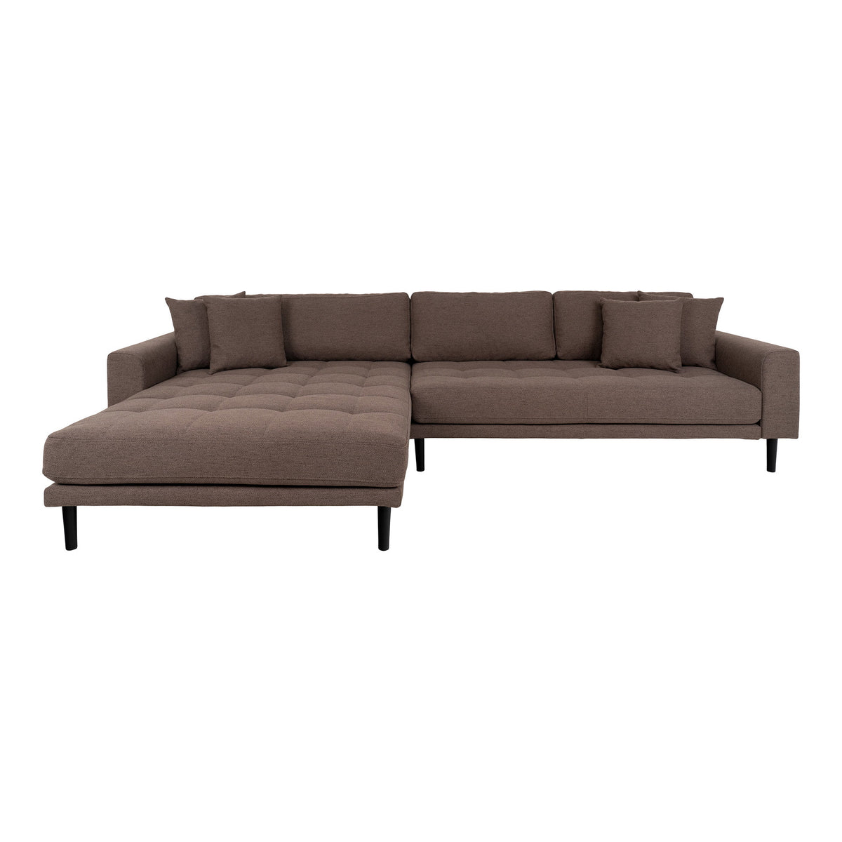 Ugo Sofa mit Récamiere links – Braun, Beine Schwarz von Luiva Living