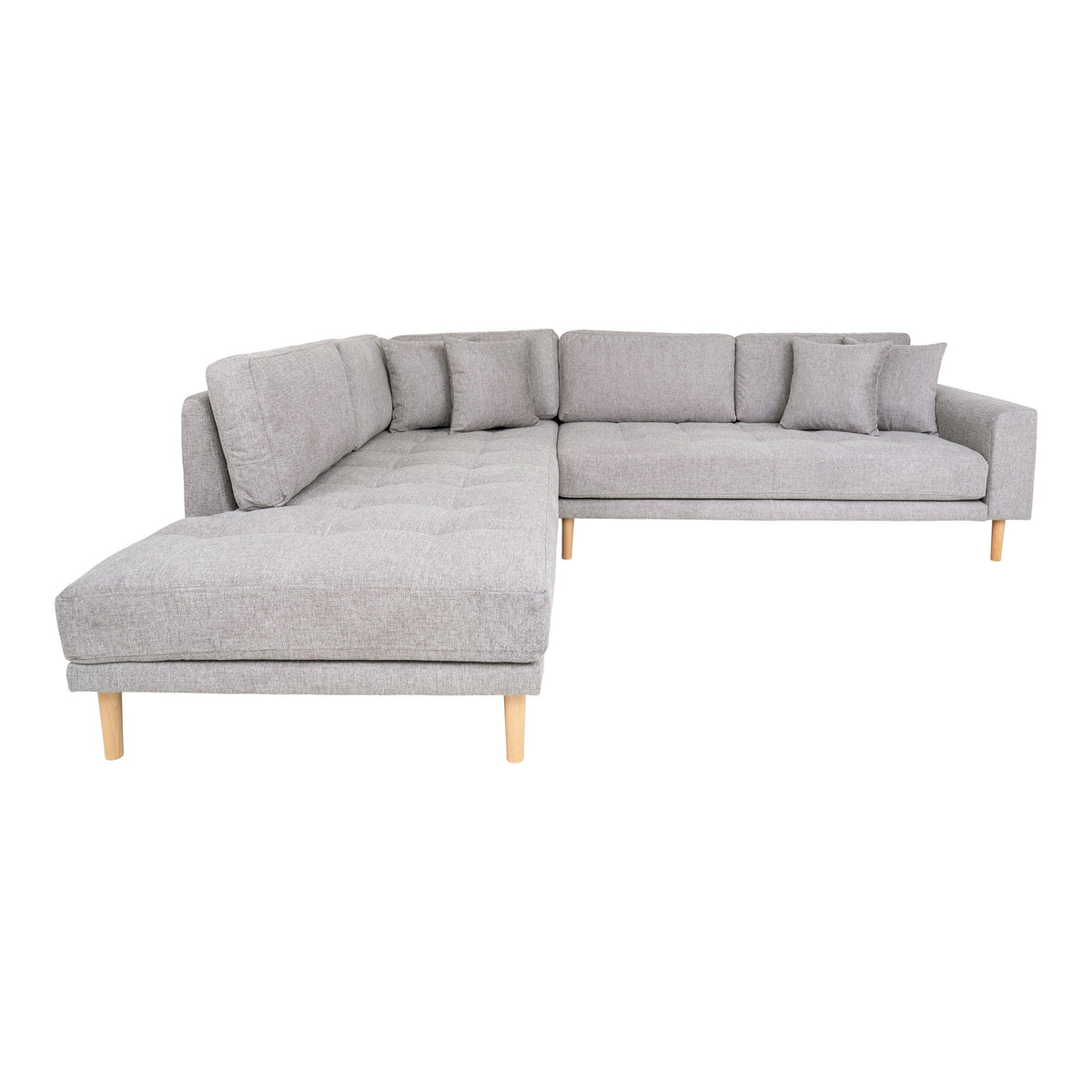 Ugo Ecksofa mit offenem Ende links – Hellgrau, Beine Natur von Luiva Living