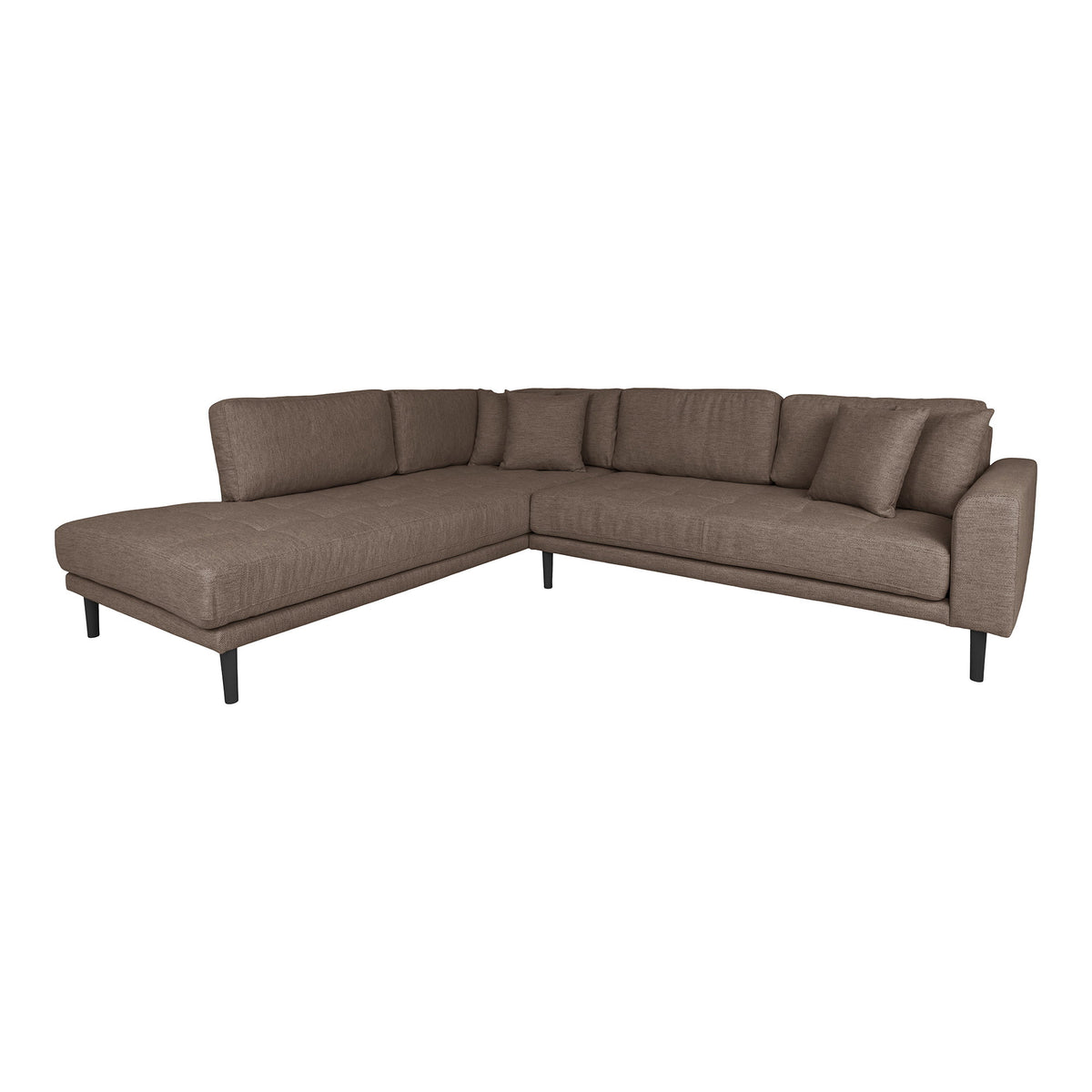 Ugo Ecksofa mit offenem Ende links – Braun, Beine Schwarz – Ansicht 2