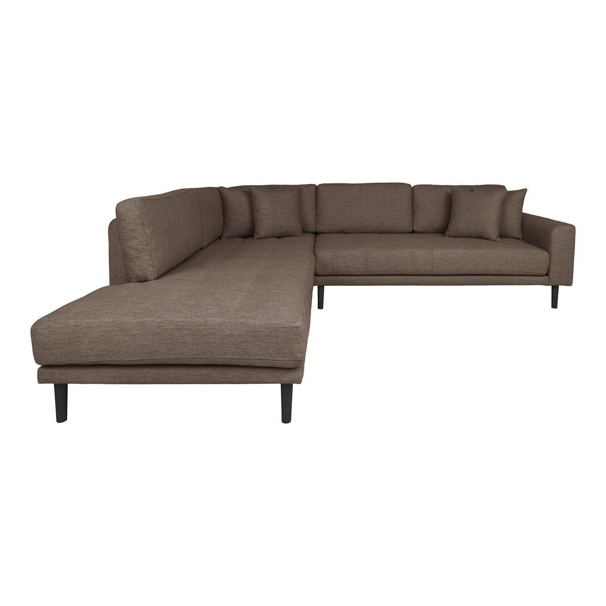 Ugo Ecksofa mit offenem Ende links – Braun, Beine Schwarz von Luiva Living