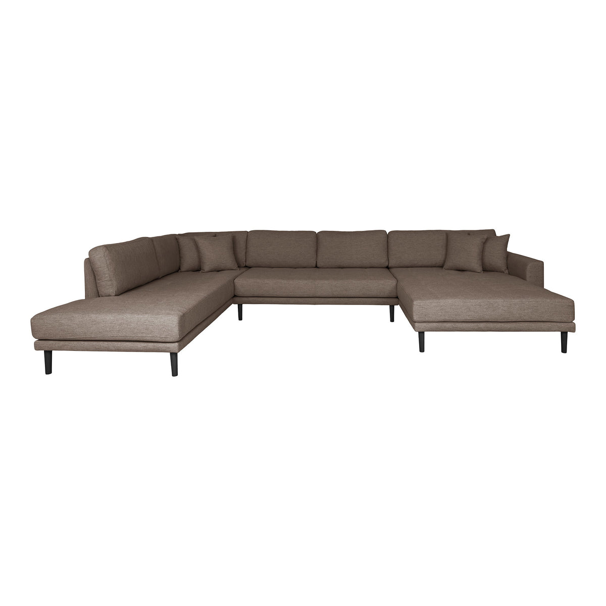 Ugo Wohnlandschaft mit offenem Ende, vorstehend links – Braun, Beine Schwarz von Luiva Living