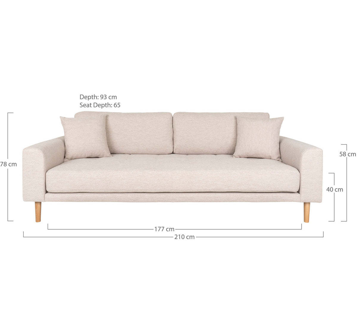 Ugo 3-Sitzer-Sofa – Sand, Beine Natur – Ansicht 5