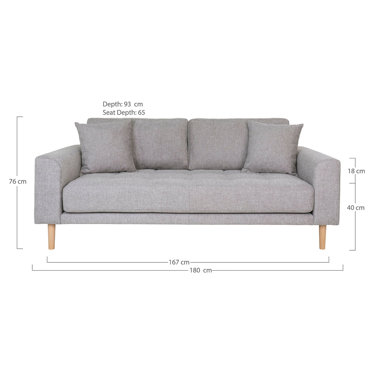 Ugo 2,5-Sitzer-Sofa – Hellgrau, Beine Natur – Ansicht 4