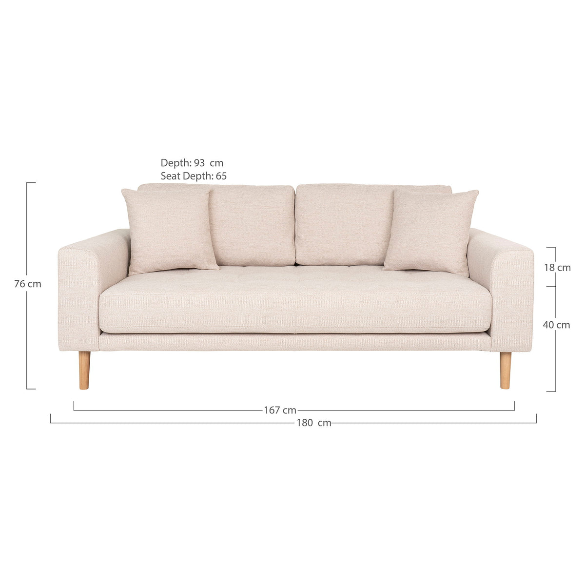 Ugo 2,5-Sitzer-Sofa – Sand, Beine Natur – Ansicht 4