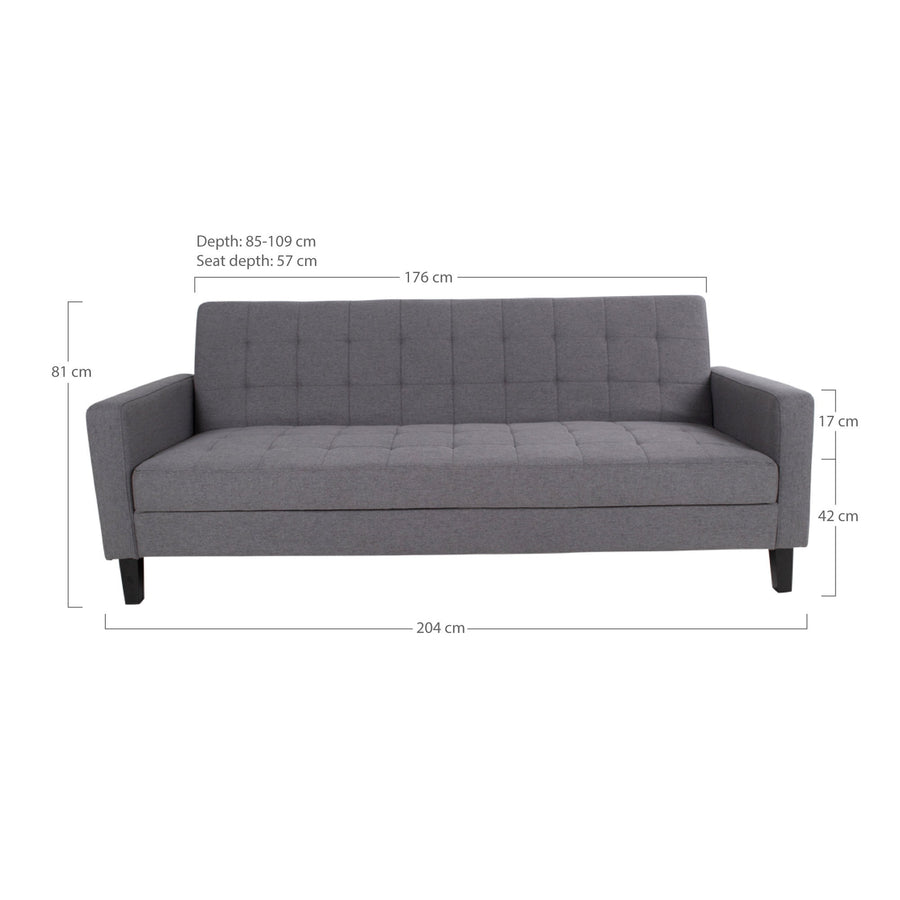 Maßskizze Liva Schlafsofa mit Stauraum