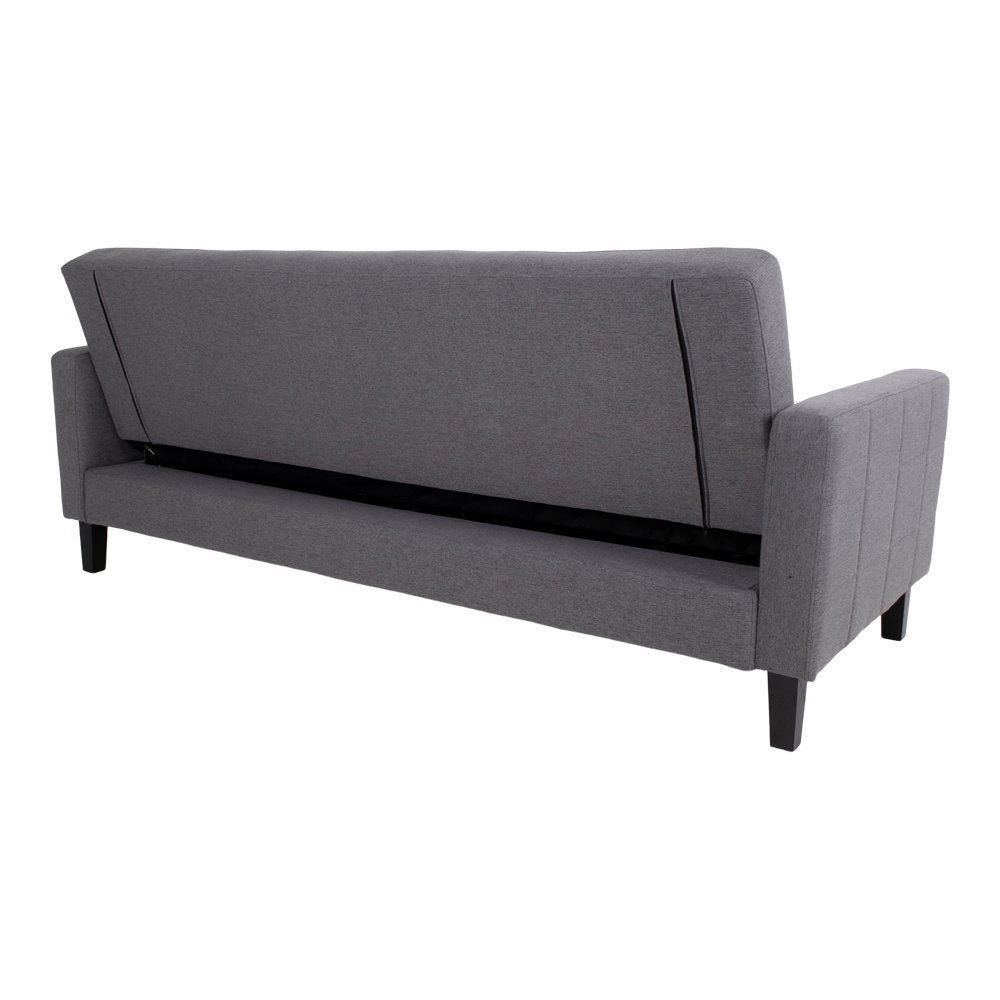 Liva Schlafsofa mit Stauraum – Dunkelgrau, Beine Schwarz – Ansicht 6