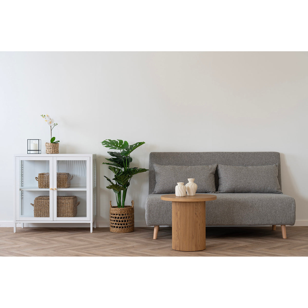 Jorik 2-Sitzer-Schlafsofa – Grau, Beine Natur – Ansicht 6