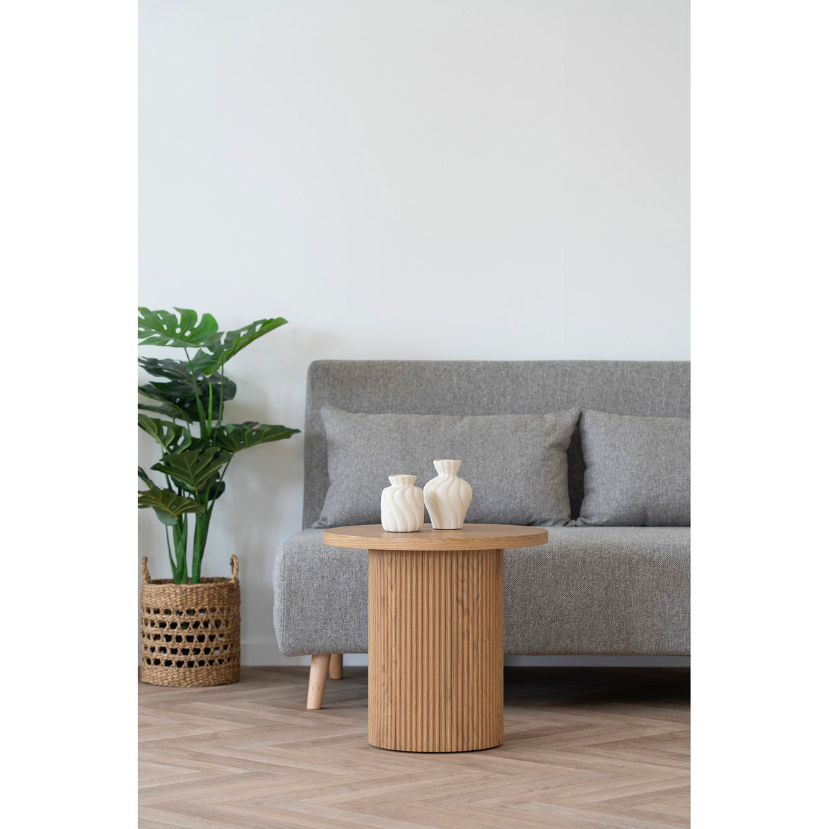 Jorik 2-Sitzer-Schlafsofa – Grau, Beine Natur – Ansicht 7