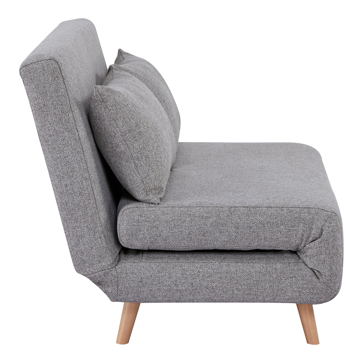 Jorik 2-Sitzer-Schlafsofa – Grau, Beine Natur – Ansicht 2