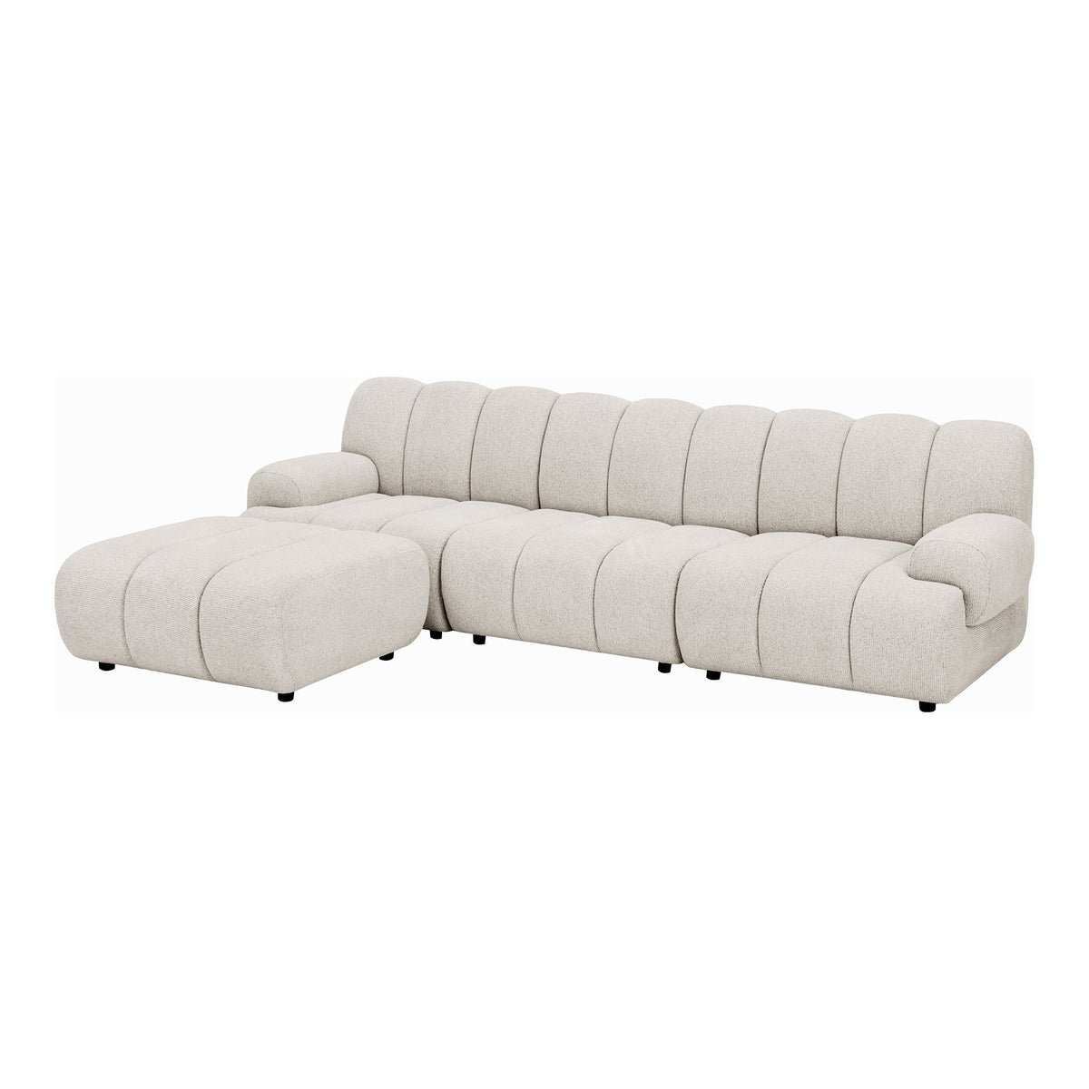 Betty 3,5-Sitzer-Modulsofa mit Pouf links – Sand – Ansicht 2