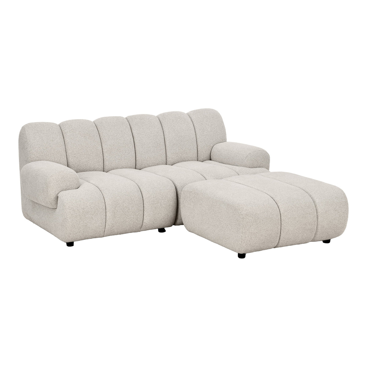 Betty 2,5-Sitzer-Modulsofa mit Pouf rechts – Sand – Ansicht 2