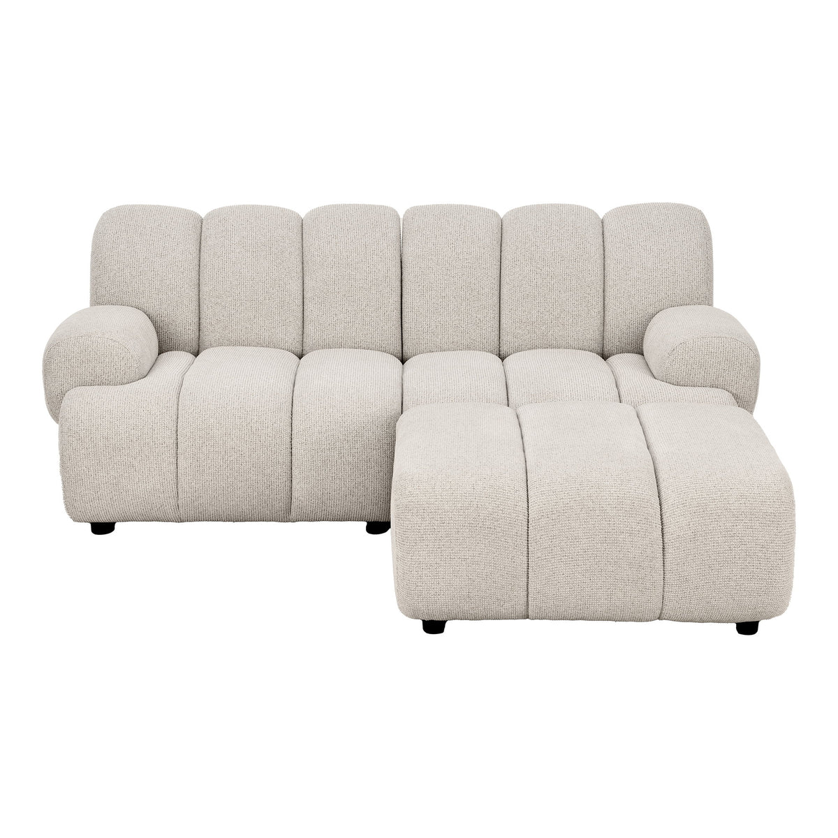 Betty 2,5-Sitzer-Modulsofa mit Pouf rechts – Sand von Luiva Living
