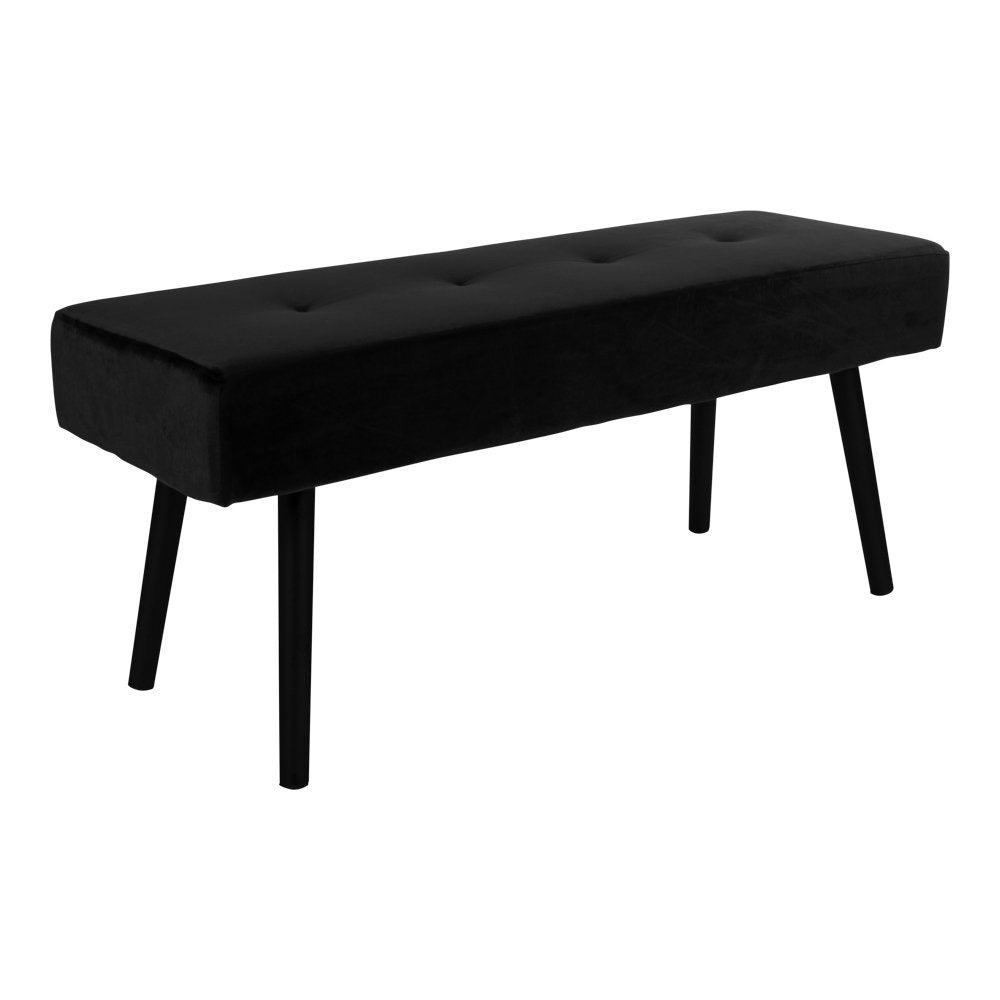 Jasper Sitzbank – Samt Schwarz, Beine Schwarz, 100 × 35 × 44 cm – Ansicht 2