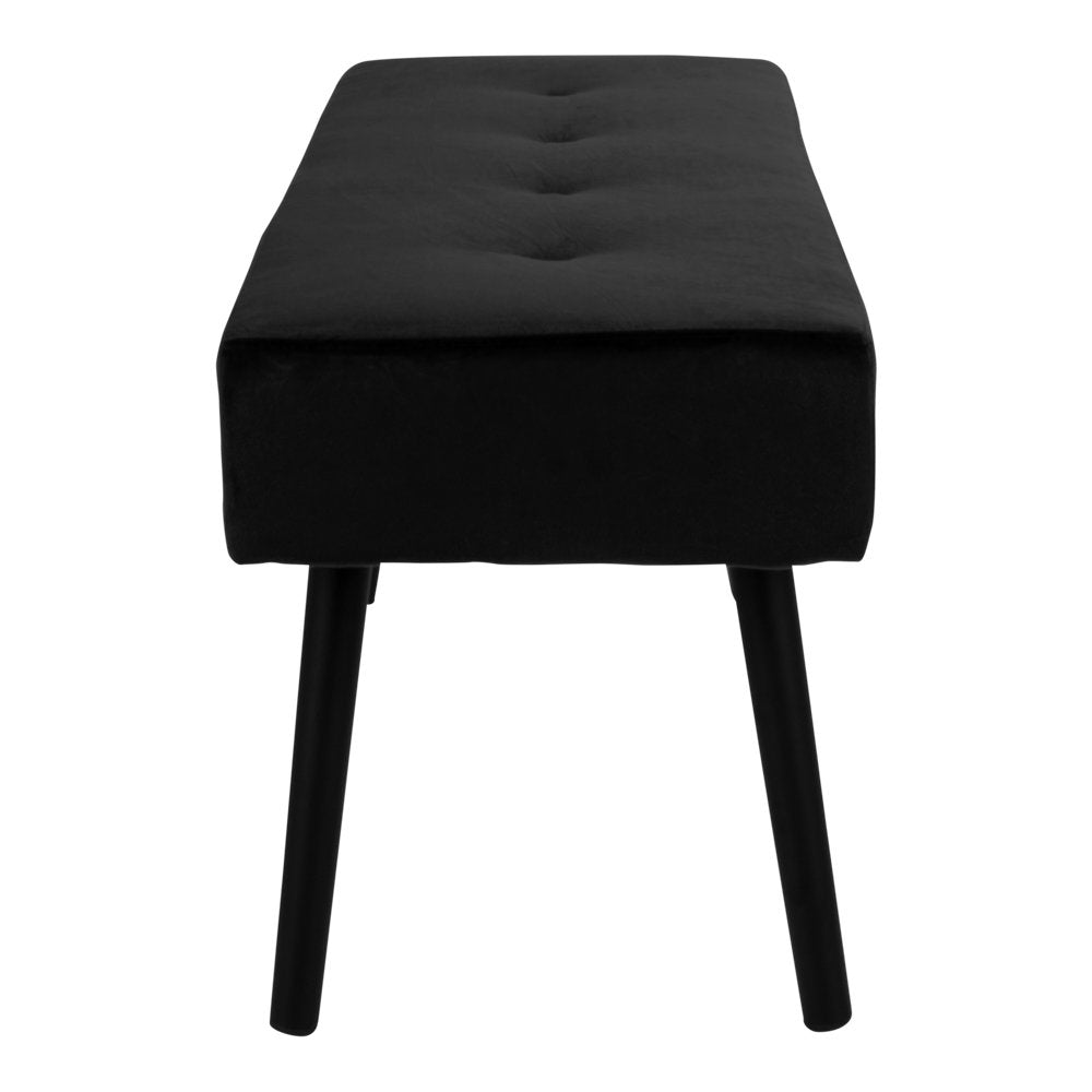 Jasper Sitzbank – Samt Schwarz, Beine Schwarz, 100 × 35 × 44 cm – Ansicht 3