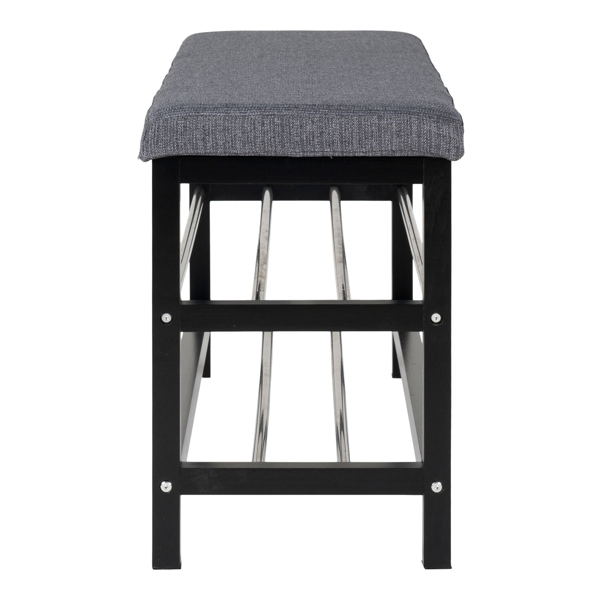 Elsa Sitzbank mit zwei Ablagen – Grau, Beine Schwarz, 100 × 34 × 50 cm – Ansicht 3