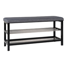 Elsa Sitzbank mit zwei Ablagen – Grau, Beine Schwarz, 100 × 34 × 50 cm von Luiva Living
