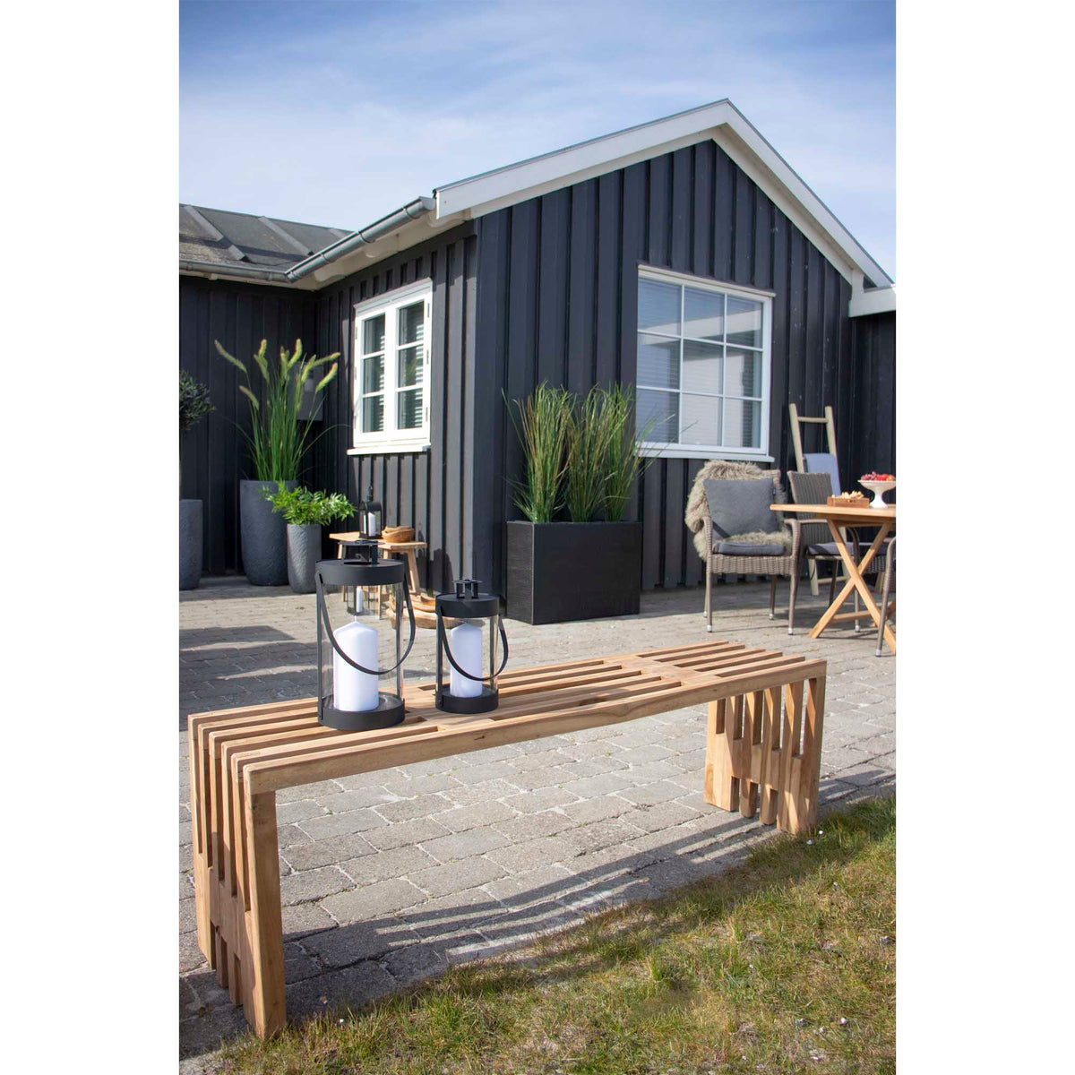 Linn Sitzbank – Teak Natur, 140 × 35 × 48 cm – Ansicht 10