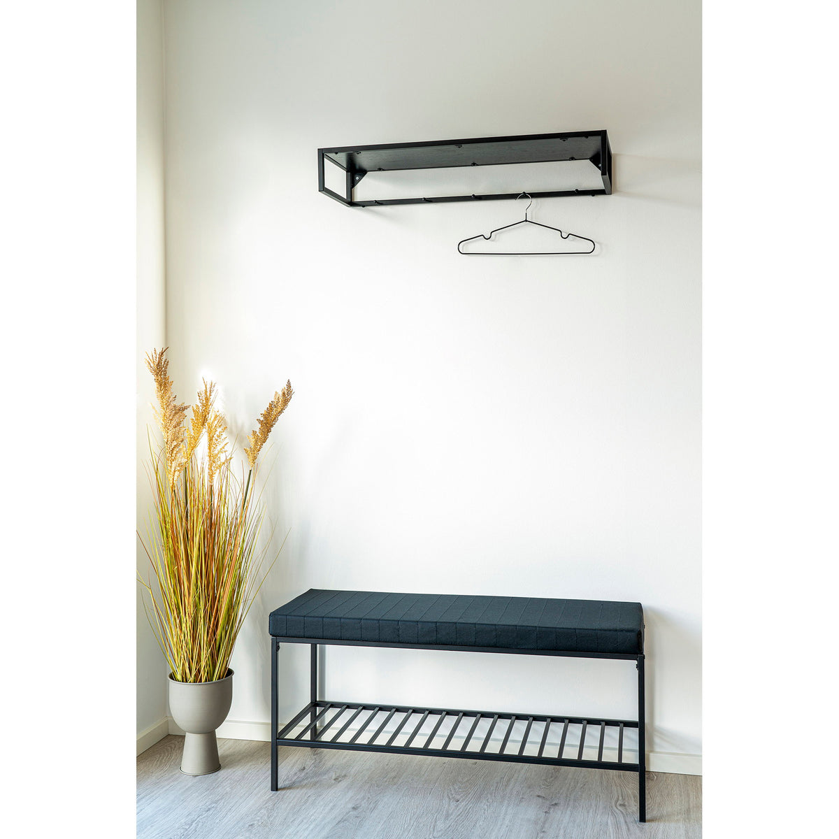 Sami Sitzbank mit Ablage – Schwarz, Beine Schwarz, 100 × 36 × 48,5 cm – Ansicht 9