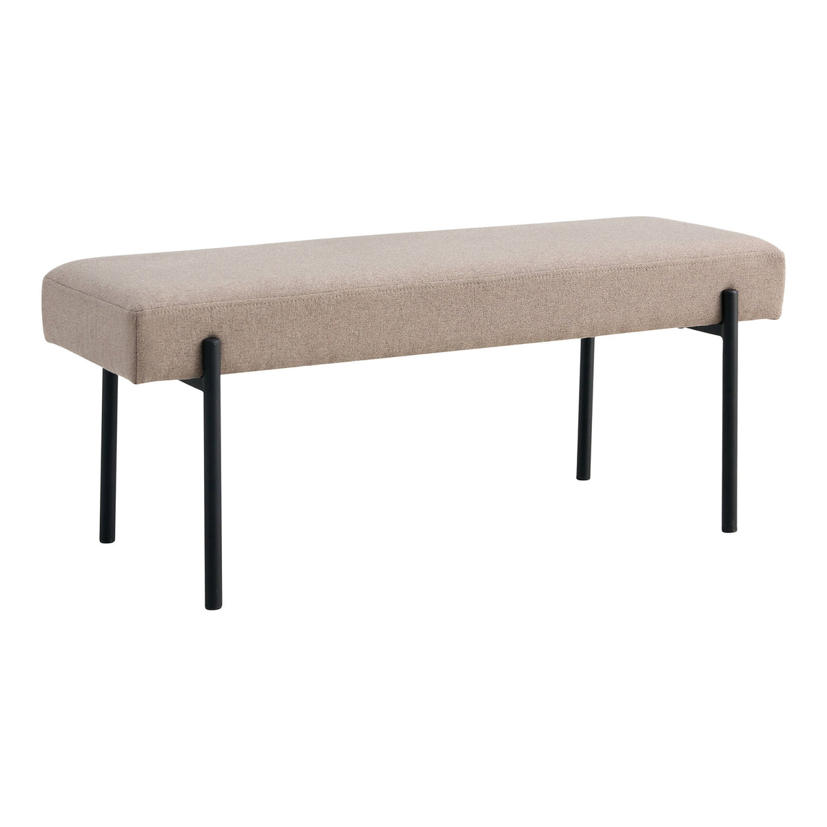 Eira Sitzbank – Stoff Steingrau, Beine Schwarz, 100 × 36 × 42,5 cm – Ansicht 2