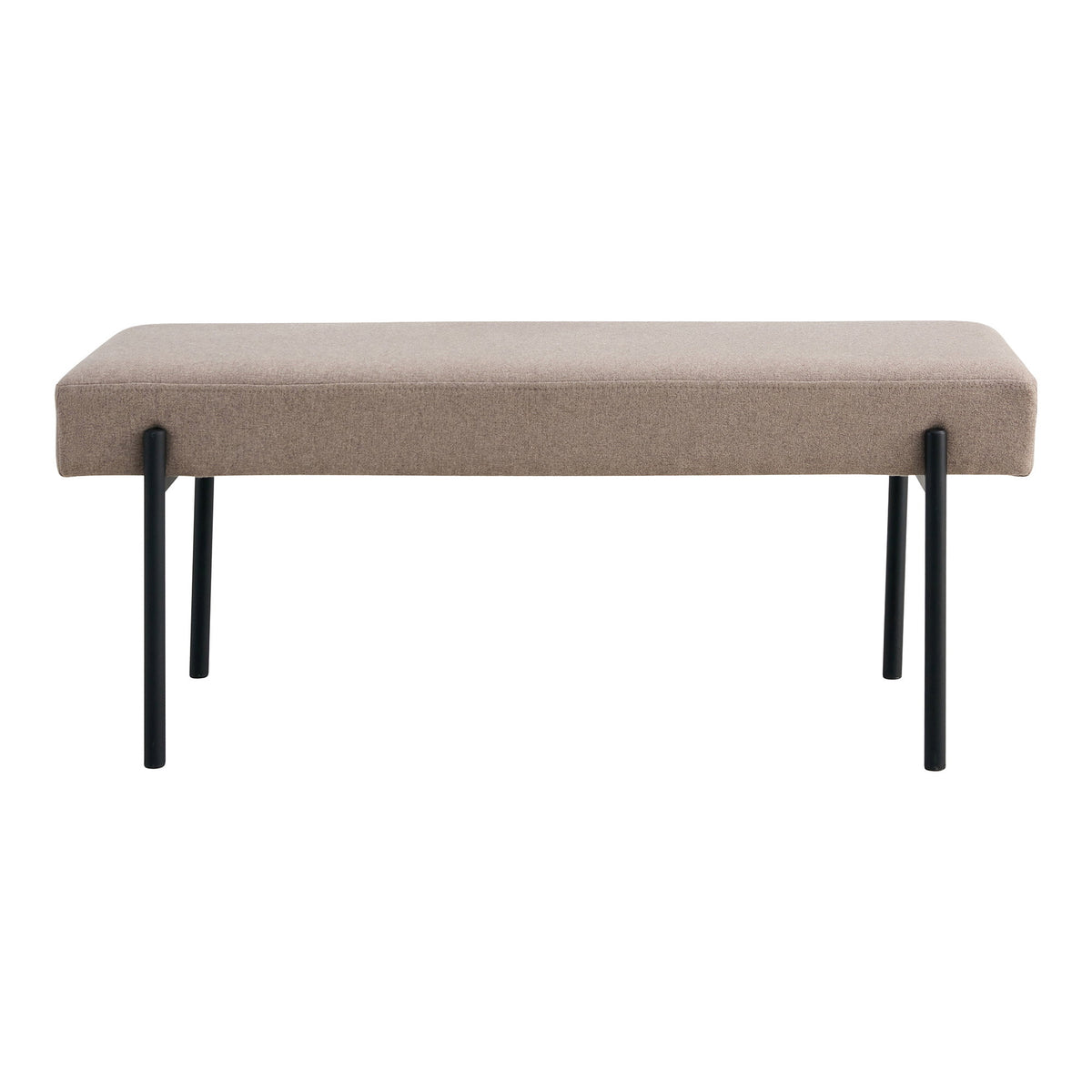 Eira Sitzbank – Stoff Steingrau, Beine Schwarz, 100 × 36 × 42,5 cm von Luiva Living