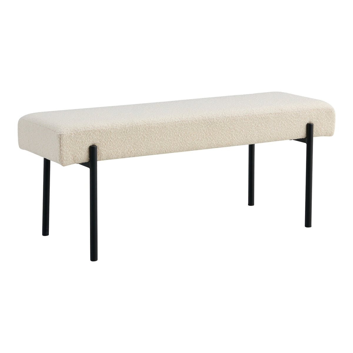 Eira Sitzbank – Bouclé Weiß, Beine Schwarz, 100 × 36 × 42,5 cm – Ansicht 2