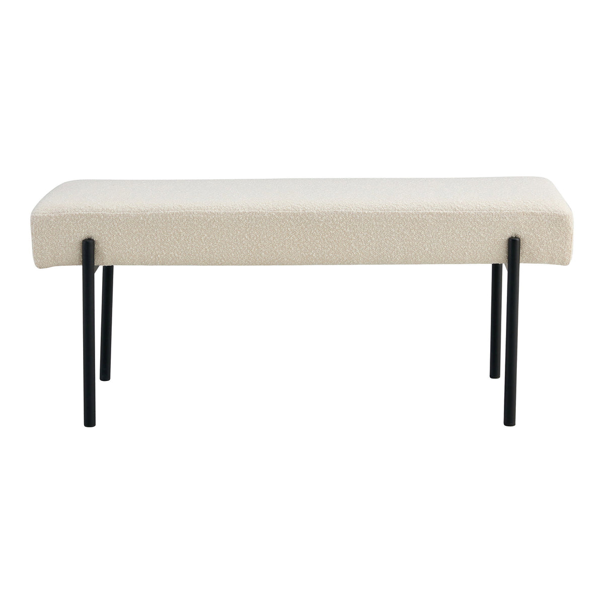 Eira Sitzbank – Bouclé Weiß, Beine Schwarz, 100 × 36 × 42,5 cm von Luiva Living