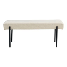 Eira Sitzbank – Bouclé Weiß, Beine Schwarz, 100 × 36 × 42,5 cm von Luiva Living
