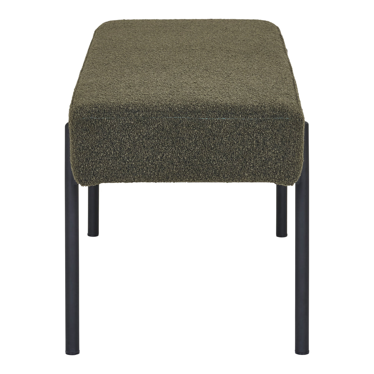 Eira Sitzbank – Bouclé Dunkelgrün, Beine Schwarz, 100 × 36 × 42,5 cm – Ansicht 3