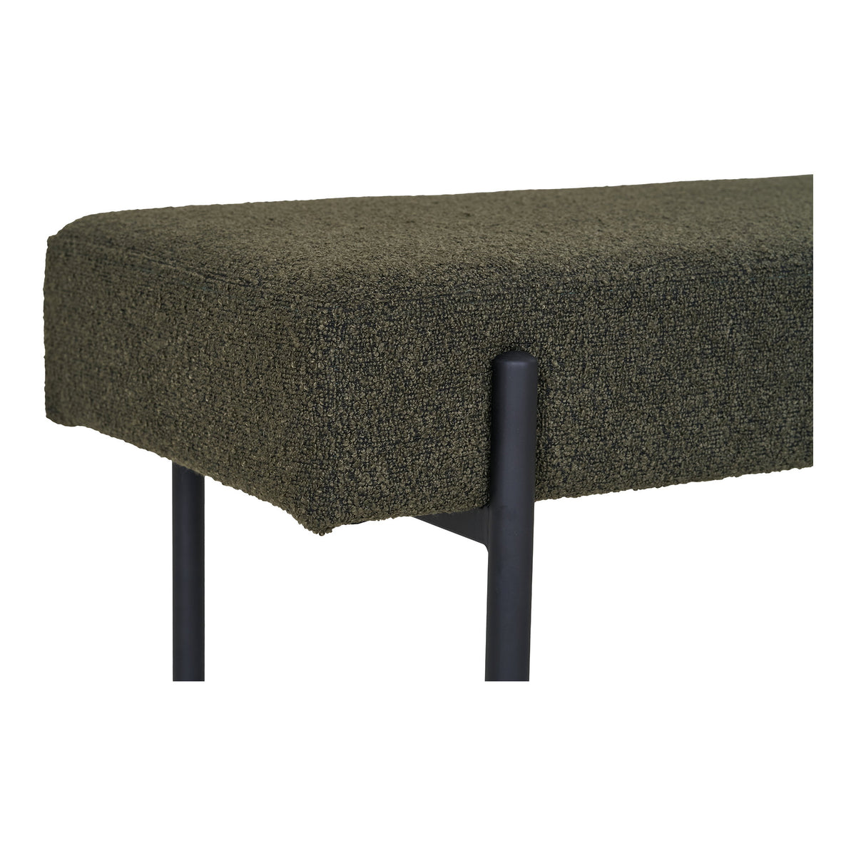 Eira Sitzbank – Bouclé Dunkelgrün, Beine Schwarz, 100 × 36 × 42,5 cm – Ansicht 4