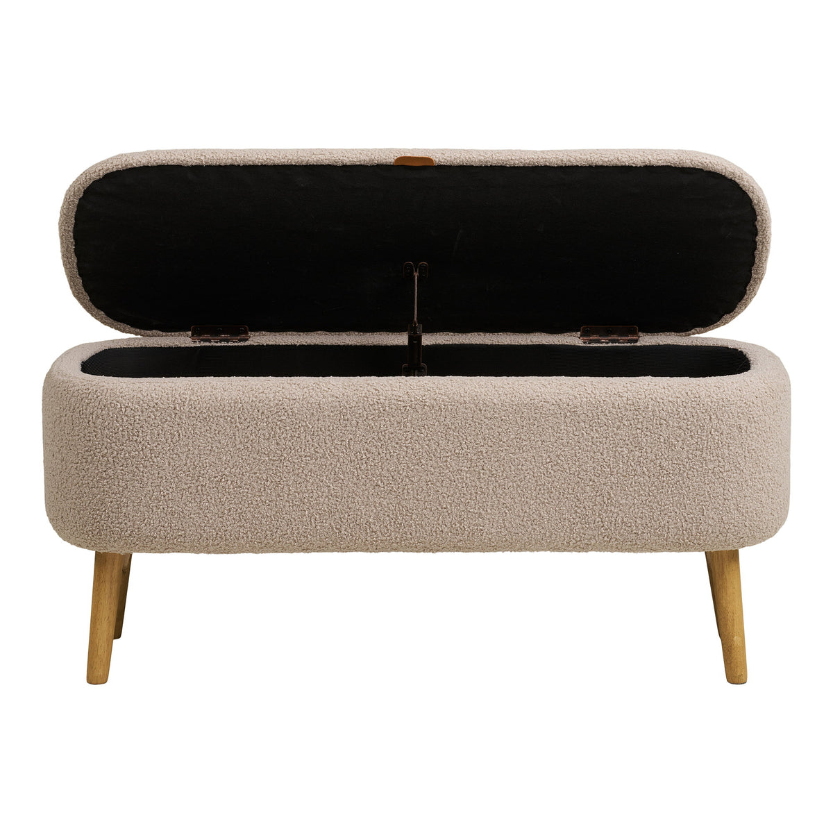 Mads Sitzbank mit Stauraum – Bouclé Beige, 95 × 37 × 45 cm – Ansicht 3