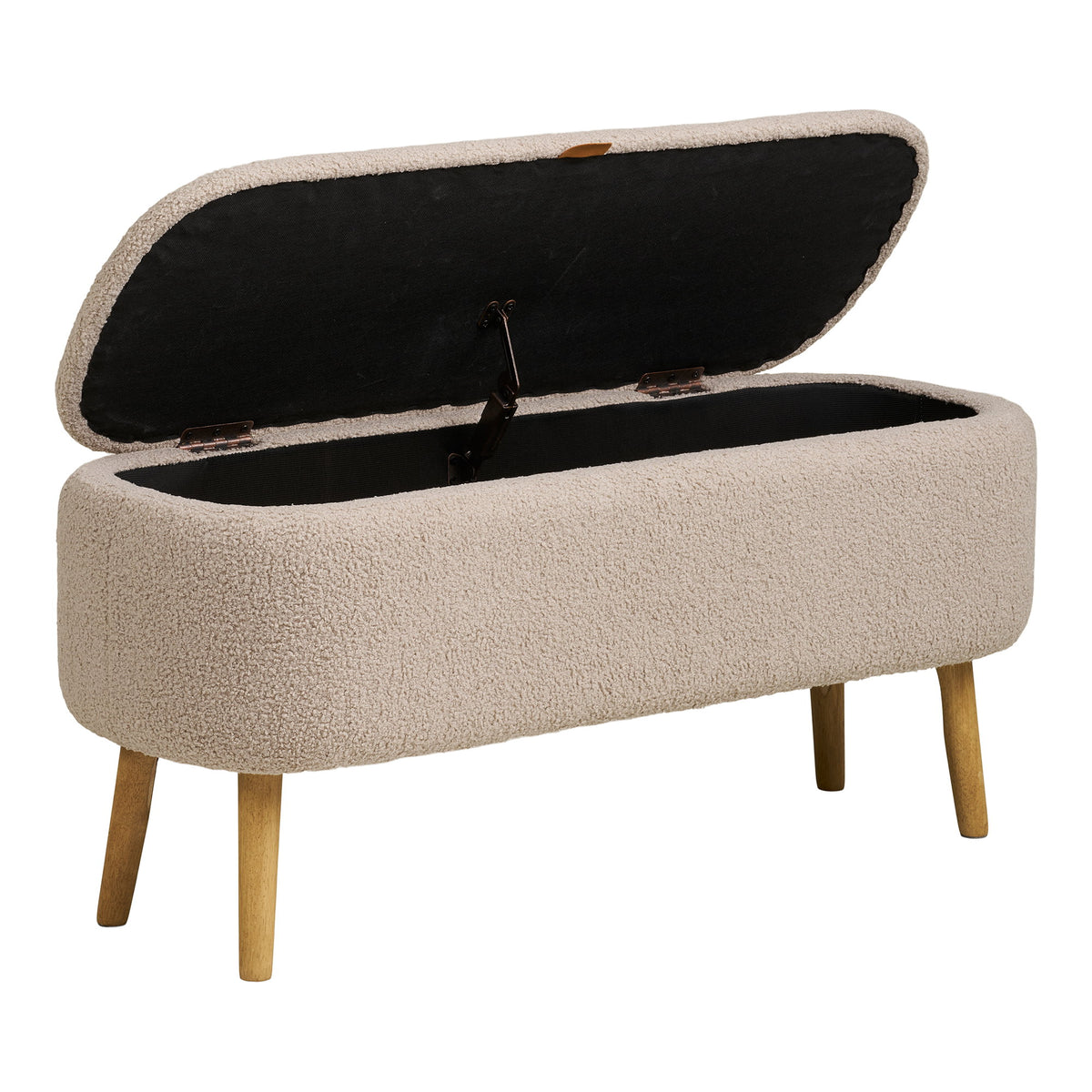 Mads Sitzbank mit Stauraum – Bouclé Beige, 95 × 37 × 45 cm – Ansicht 4