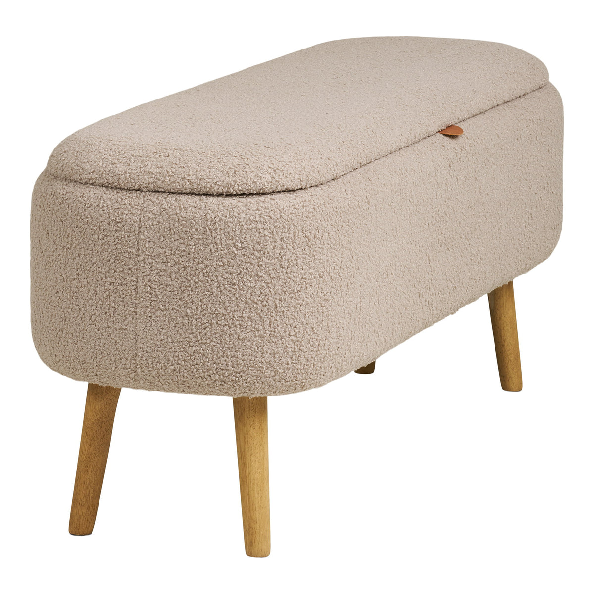 Mads Sitzbank mit Stauraum – Bouclé Beige, 95 × 37 × 45 cm – Ansicht 5