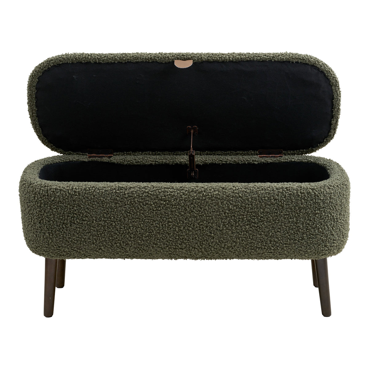 Mads Sitzbank mit Stauraum – Teddystoff Grün, 95 × 37 × 45 cm – Ansicht 3