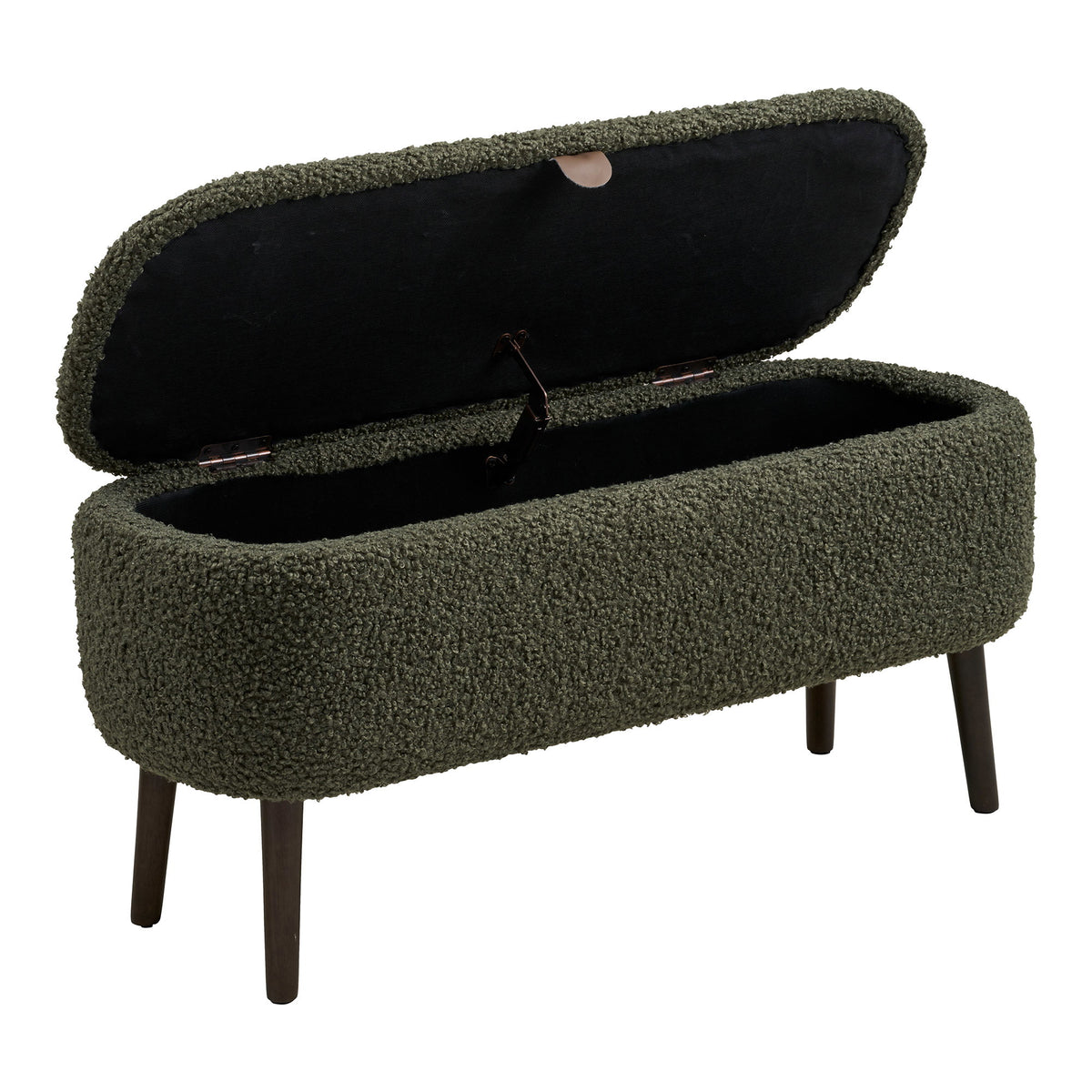 Mads Sitzbank mit Stauraum – Teddystoff Grün, 95 × 37 × 45 cm – Ansicht 4