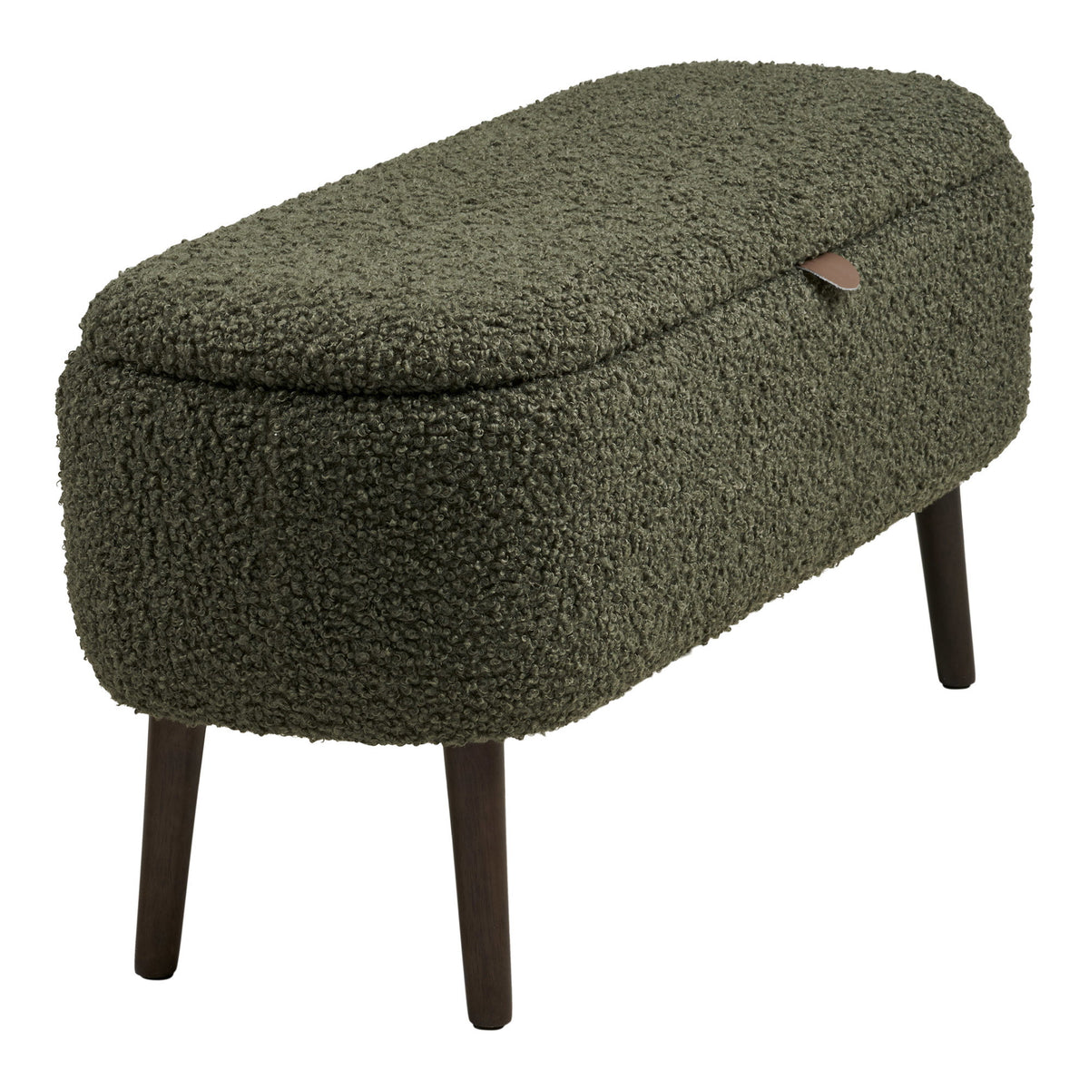 Mads Sitzbank mit Stauraum – Teddystoff Grün, 95 × 37 × 45 cm – Ansicht 5