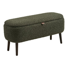 Mads Sitzbank mit Stauraum – Teddystoff Grün, 95 × 37 × 45 cm von Luiva Living