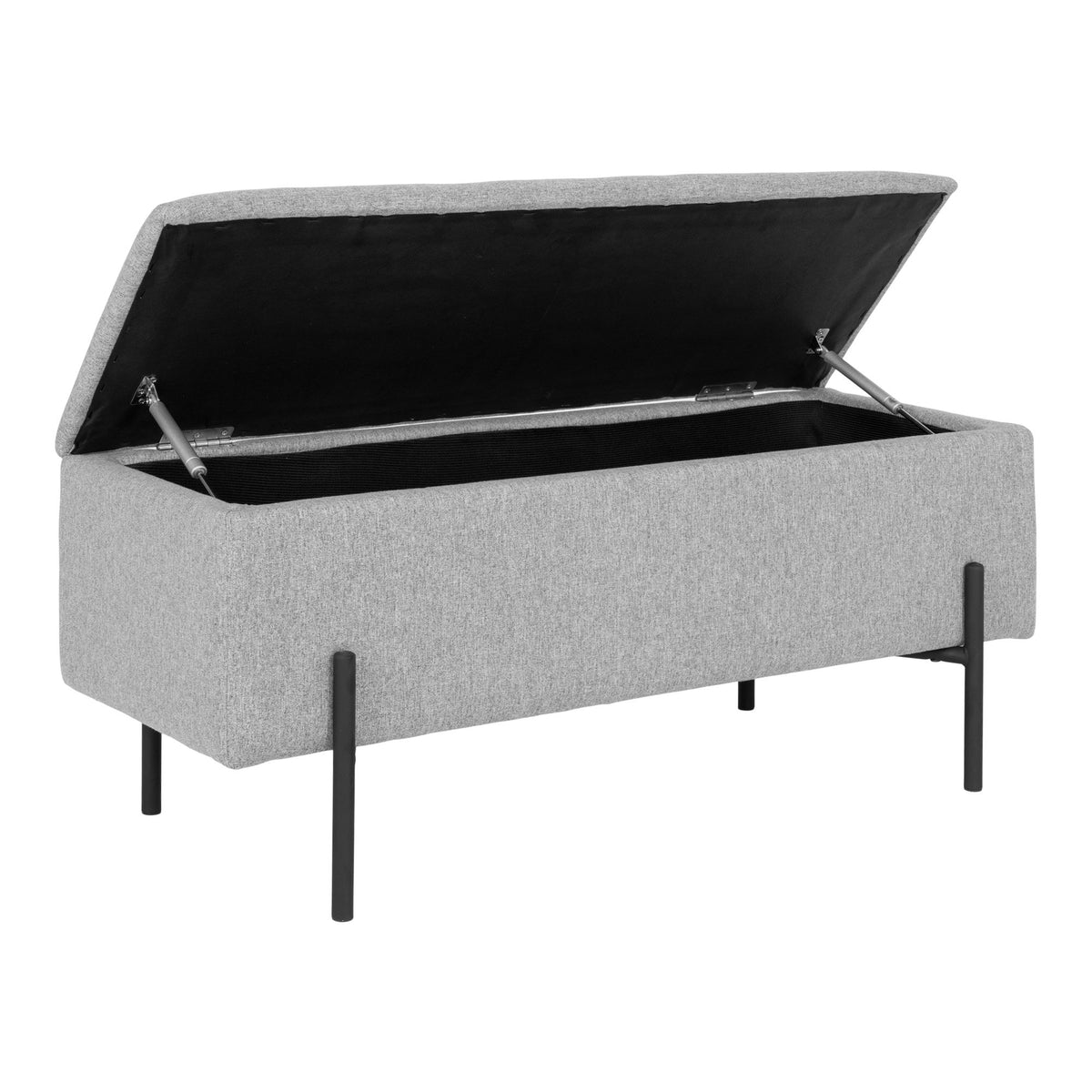 Sixten Sitzbank mit Stauraum – Hellgrau, 95 × 36,5 × 43 cm – Ansicht 3